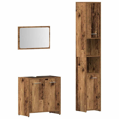 3 Piece Bathroom Furniture Set Engineered Wood Old wood