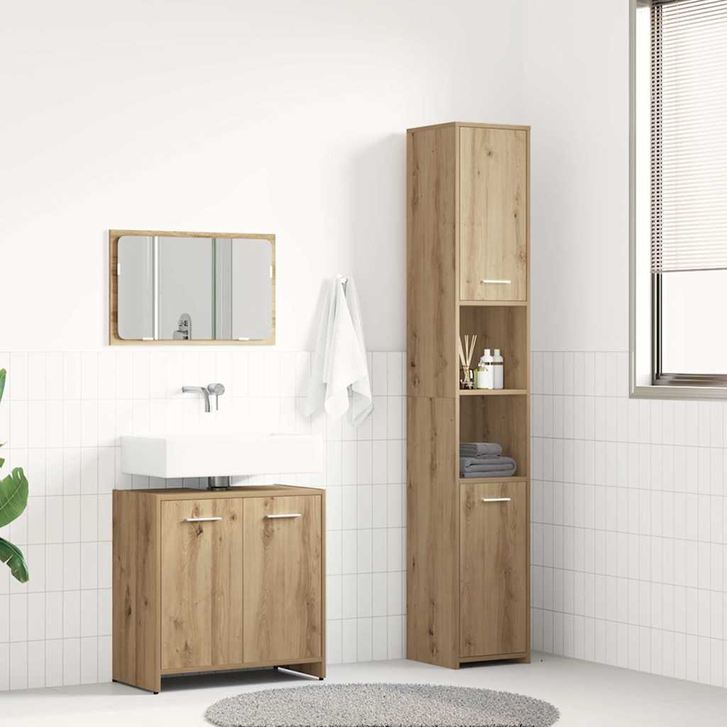 3 Piece Bathroom Furniture Set Engineered Wood Artisan oak