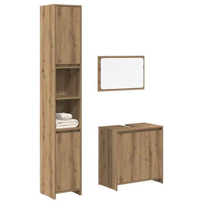 3 Piece Bathroom Furniture Set Engineered Wood Artisan oak