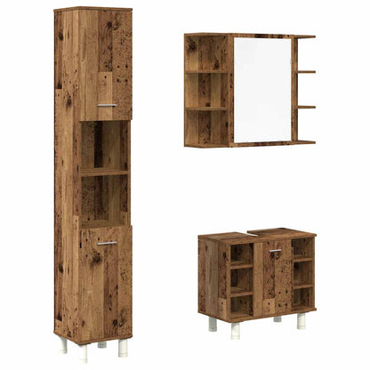 vidaXL 3 Piece Bathroom Furniture Set Old Wood Engineered Wood 2