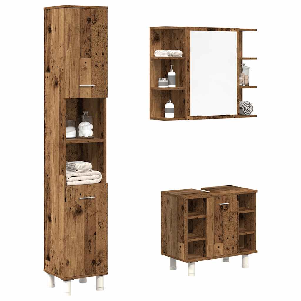 vidaXL 3 Piece Bathroom Furniture Set Old Wood Engineered Wood 1