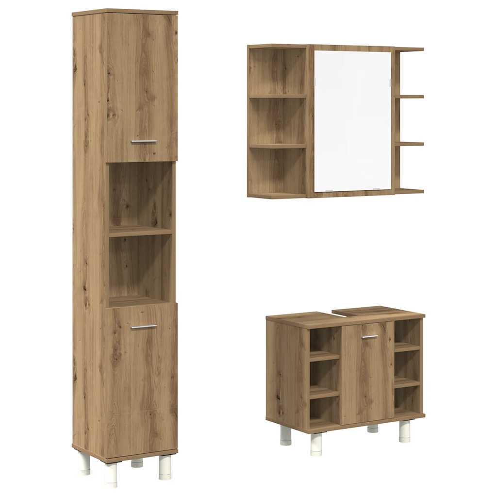 vidaXL 3 Piece Bathroom Furniture Set Artisan Oak Engineered Wood 2