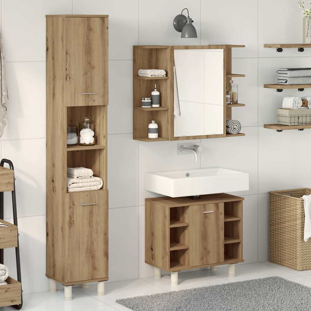 vidaXL 3 Piece Bathroom Furniture Set Artisan Oak Engineered Wood 3