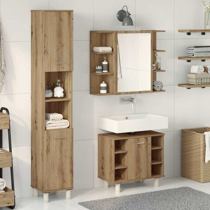 vidaXL 3 Piece Bathroom Furniture Set Artisan Oak Engineered Wood 3