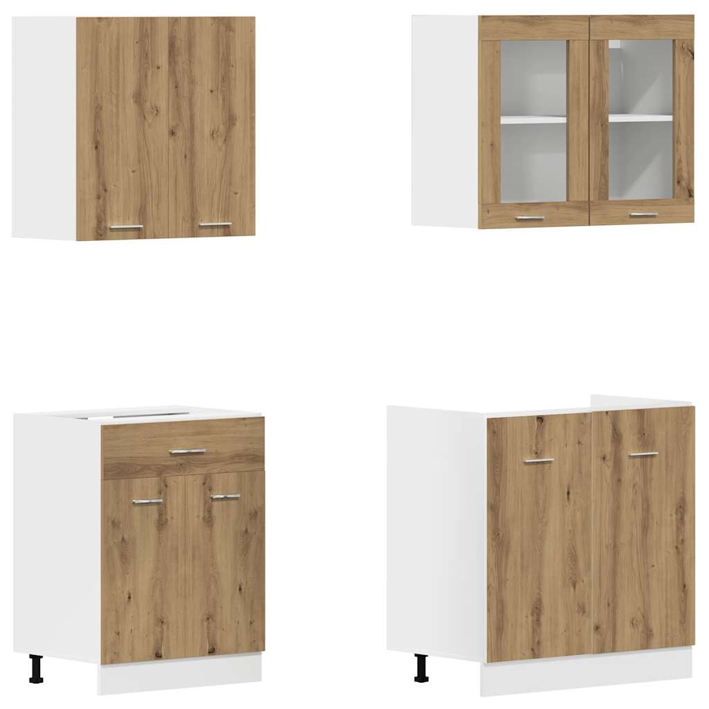 vidaXL 4 Piece Kitchen Cabinet Set "Lyon" Artisan Oak Engineered Wood 3