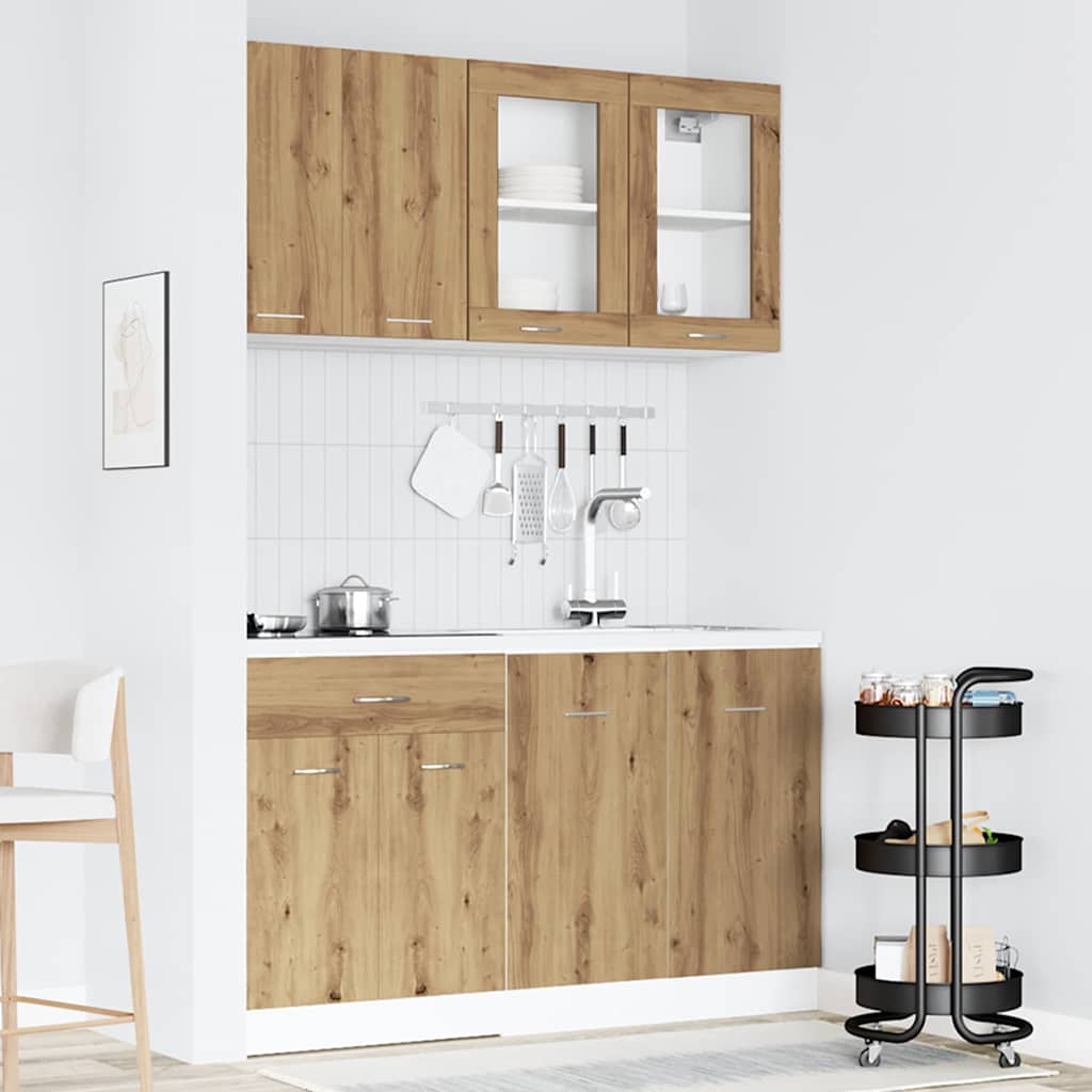 vidaXL 4 Piece Kitchen Cabinet Set "Lyon" Artisan Oak Engineered Wood 1