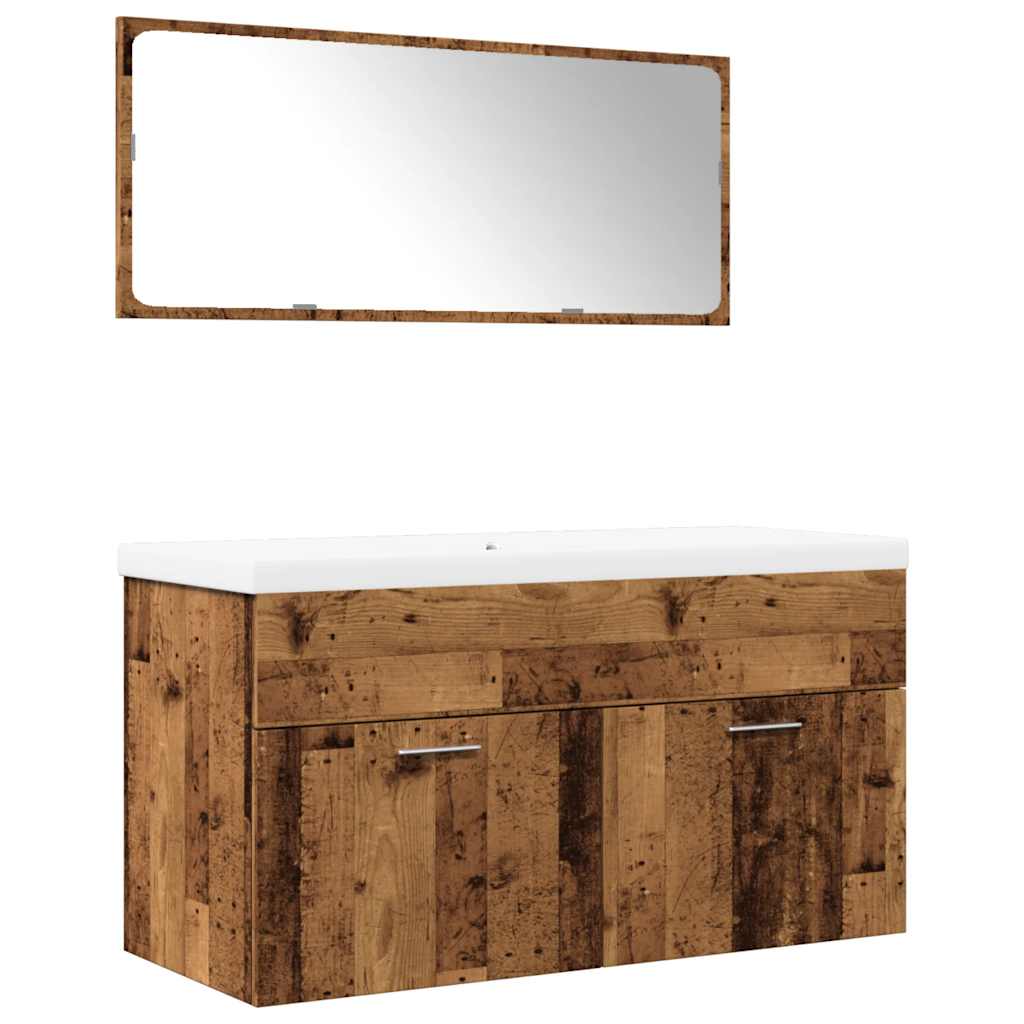 vidaXL 3 Piece Bathroom Furniture Set Old Wood Engineered Wood 2