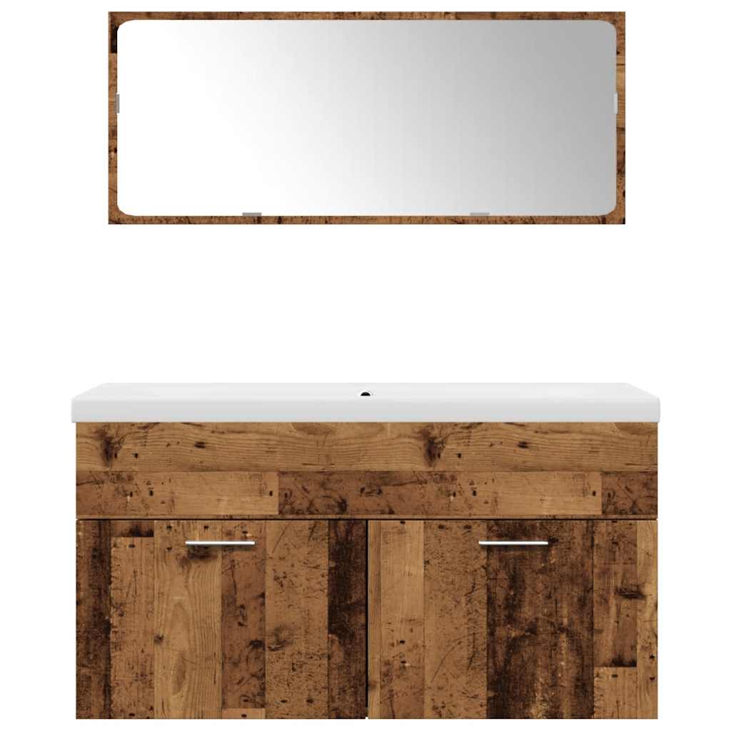 vidaXL 3 Piece Bathroom Furniture Set Old Wood Engineered Wood 4