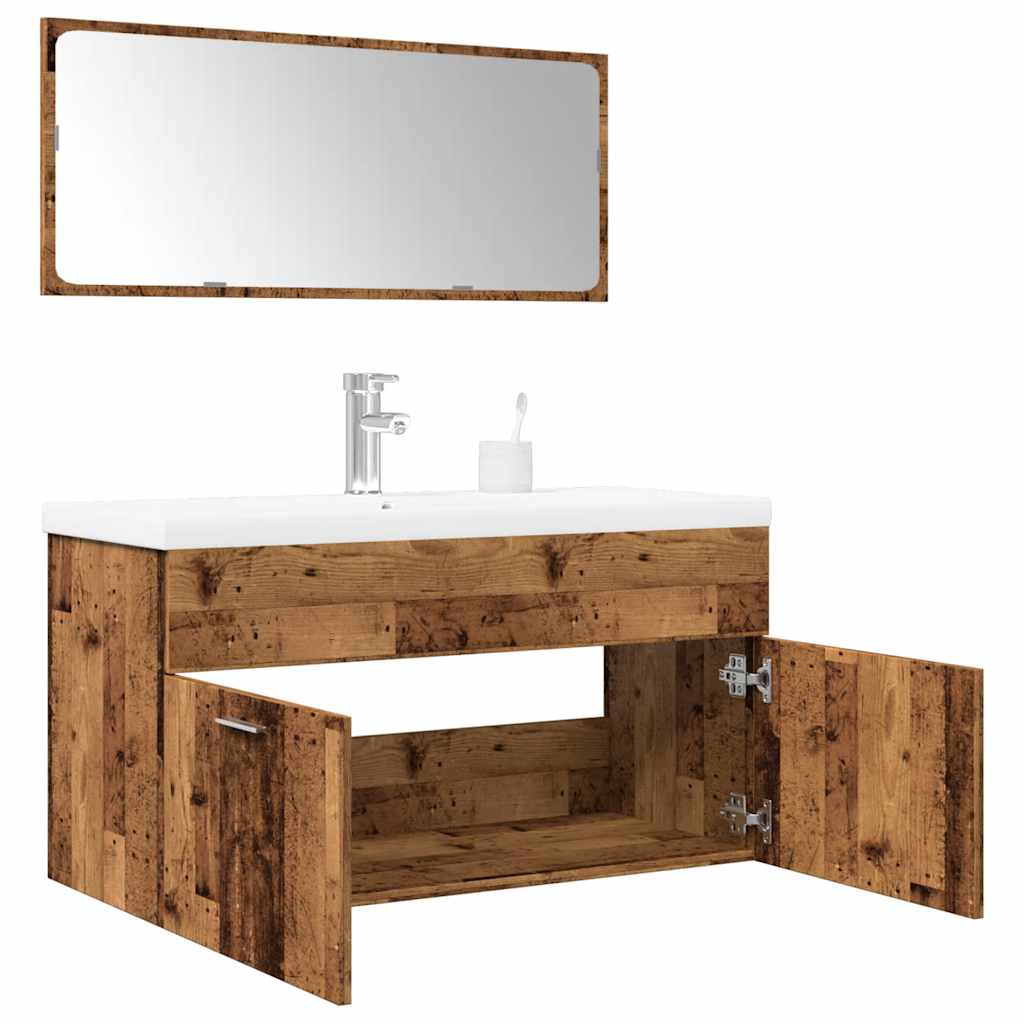 vidaXL 3 Piece Bathroom Furniture Set Old Wood Engineered Wood 1
