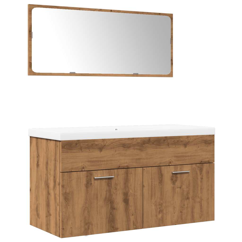 vidaXL 3 Piece Bathroom Furniture Set Artisan Oak Engineered Wood 2