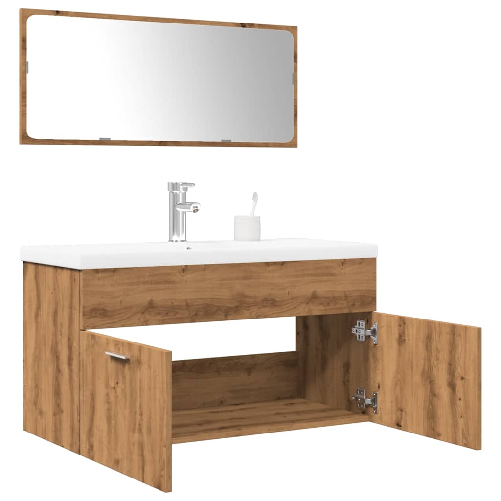 vidaXL 3 Piece Bathroom Furniture Set Artisan Oak Engineered Wood 1