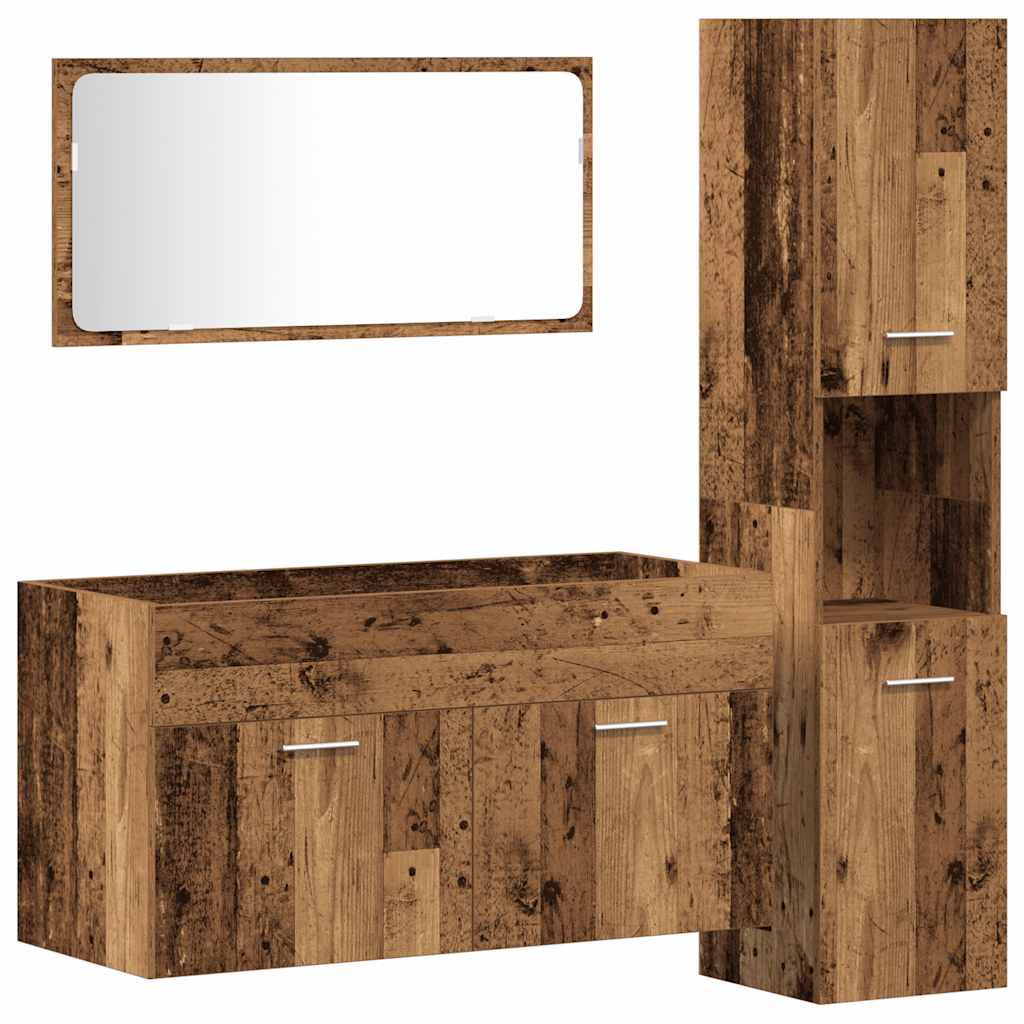 Bathroom Furniture Set Engineered Wood 90 x 38.5 x 46 cm Old wood