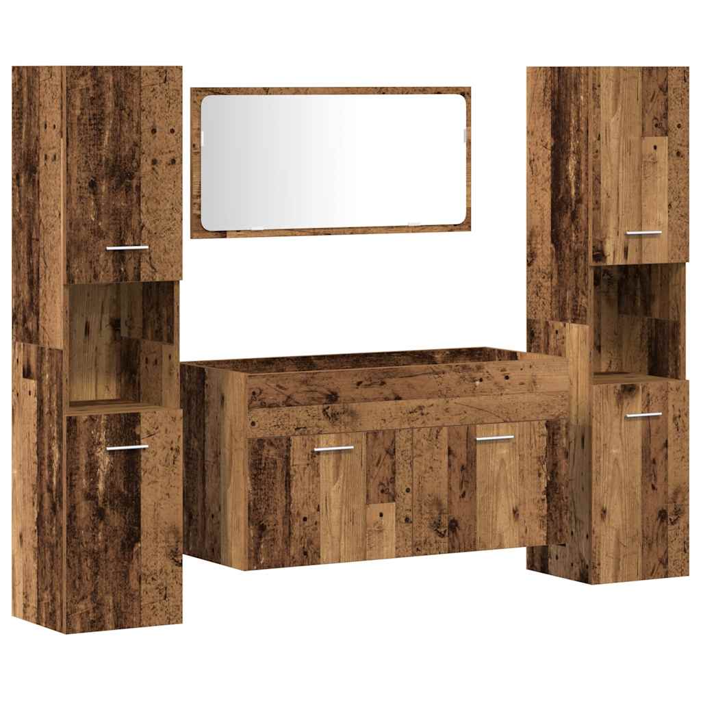 vidaXL 4 Piece Bathroom Furniture Set Old Wood Engineered Wood 2