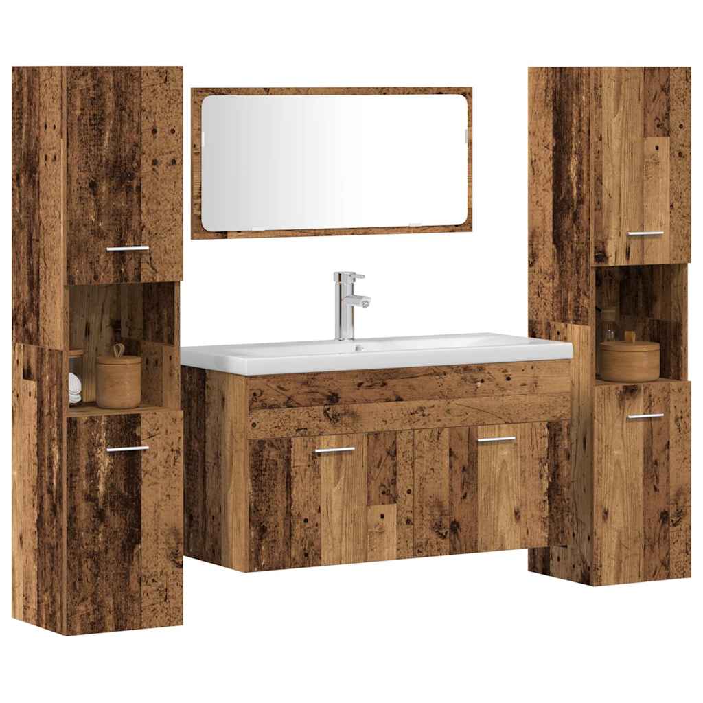 vidaXL 4 Piece Bathroom Furniture Set Old Wood Engineered Wood 4