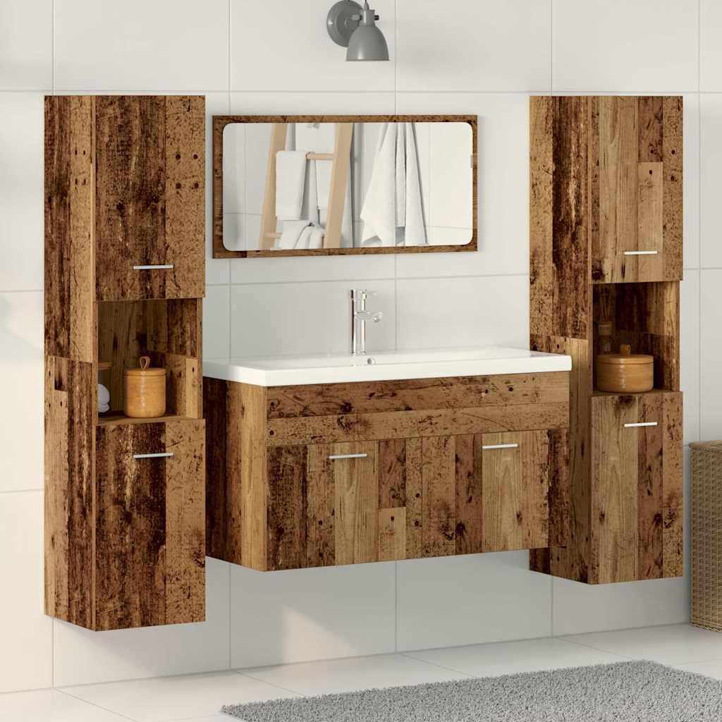vidaXL 4 Piece Bathroom Furniture Set Old Wood Engineered Wood 1