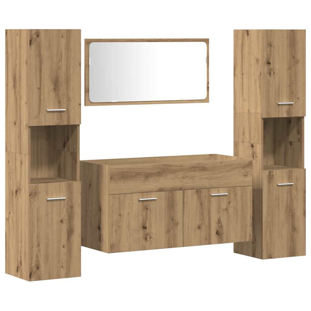vidaXL 4 Piece Bathroom Furniture Set Artisan Oak Engineered Wood 2