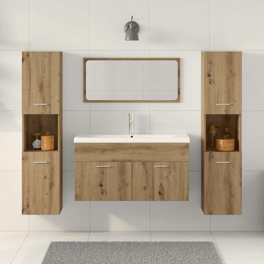 vidaXL 4 Piece Bathroom Furniture Set Artisan Oak Engineered Wood 3