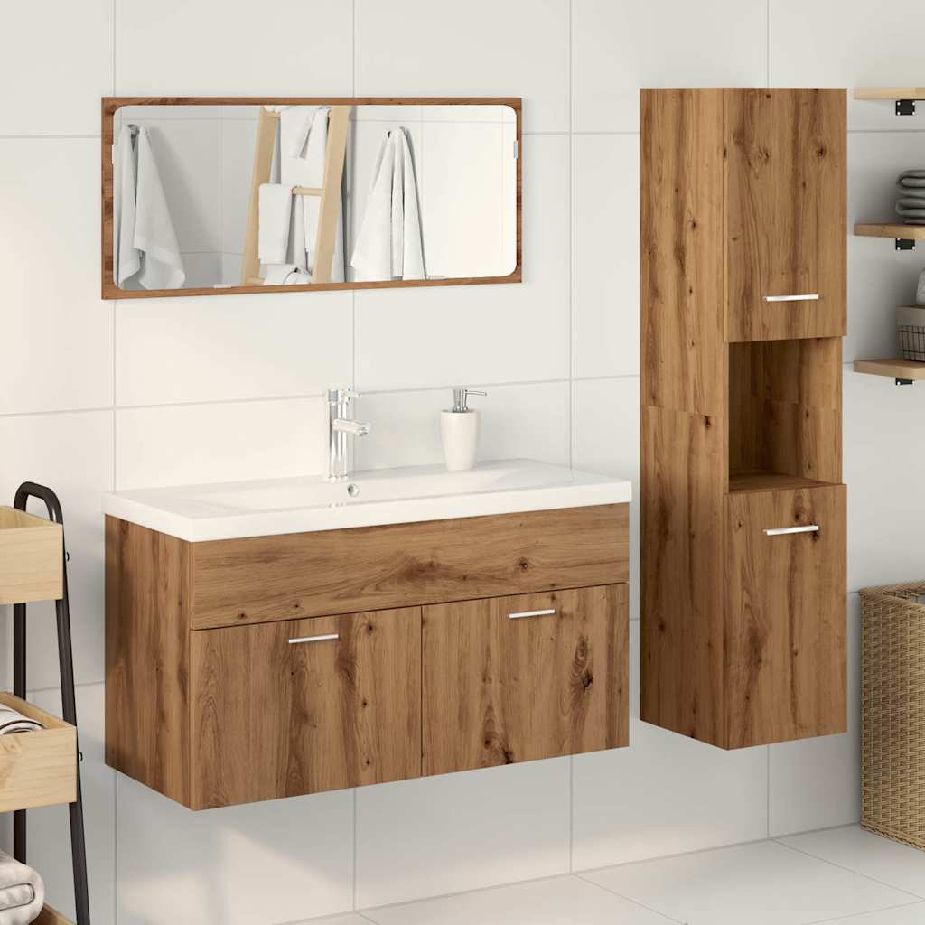 vidaXL 4 Piece Bathroom Furniture Set Artisan Oak Engineered Wood 3