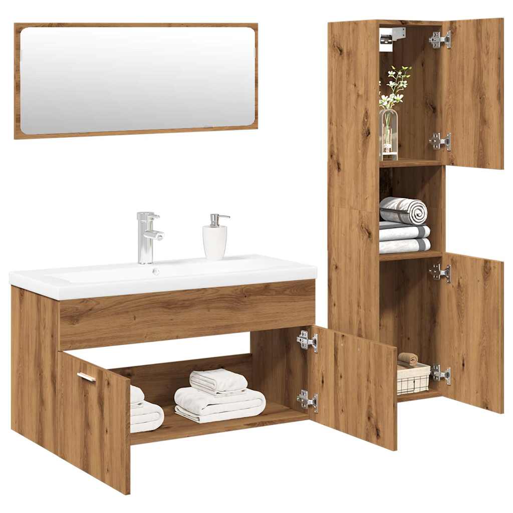 vidaXL 4 Piece Bathroom Furniture Set Artisan Oak Engineered Wood 1