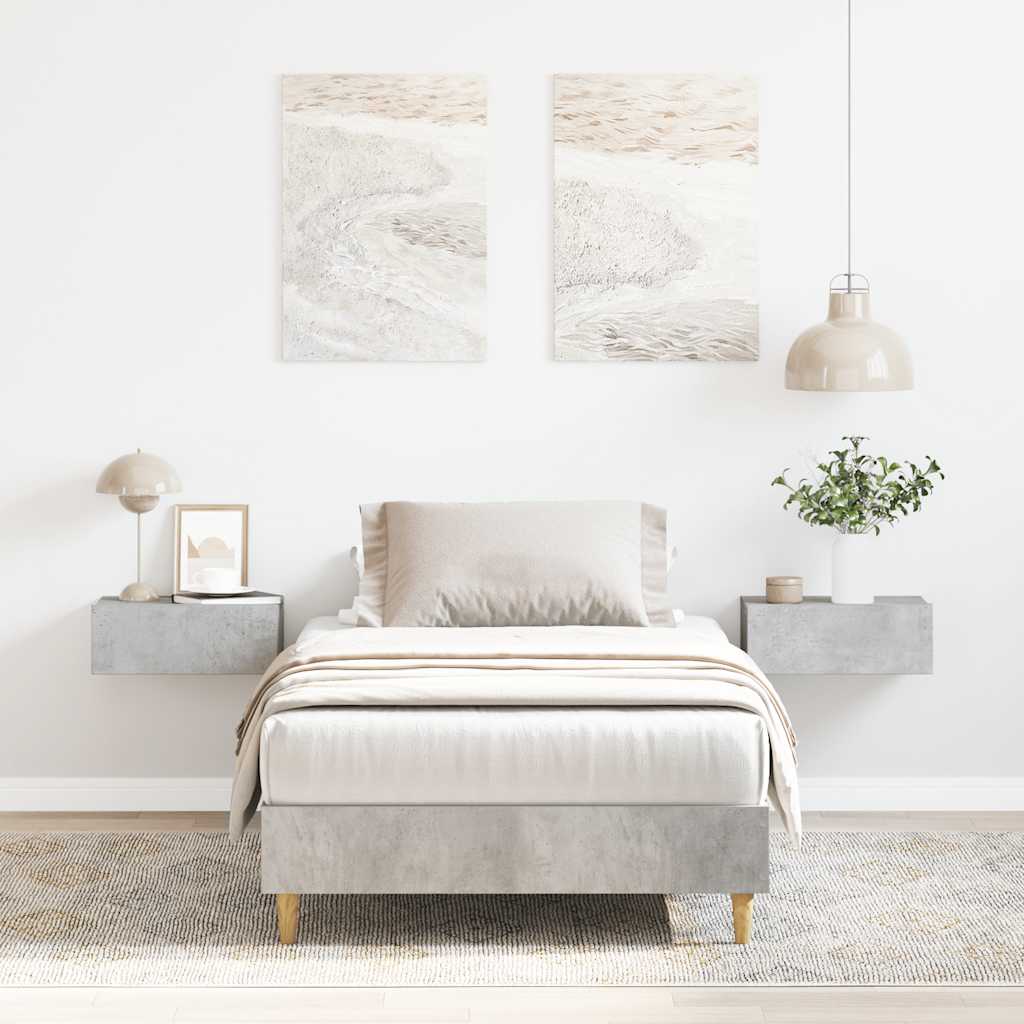 Bed Frame No Mattress Engineered Wood Concrete Grey 75 x 190 cm