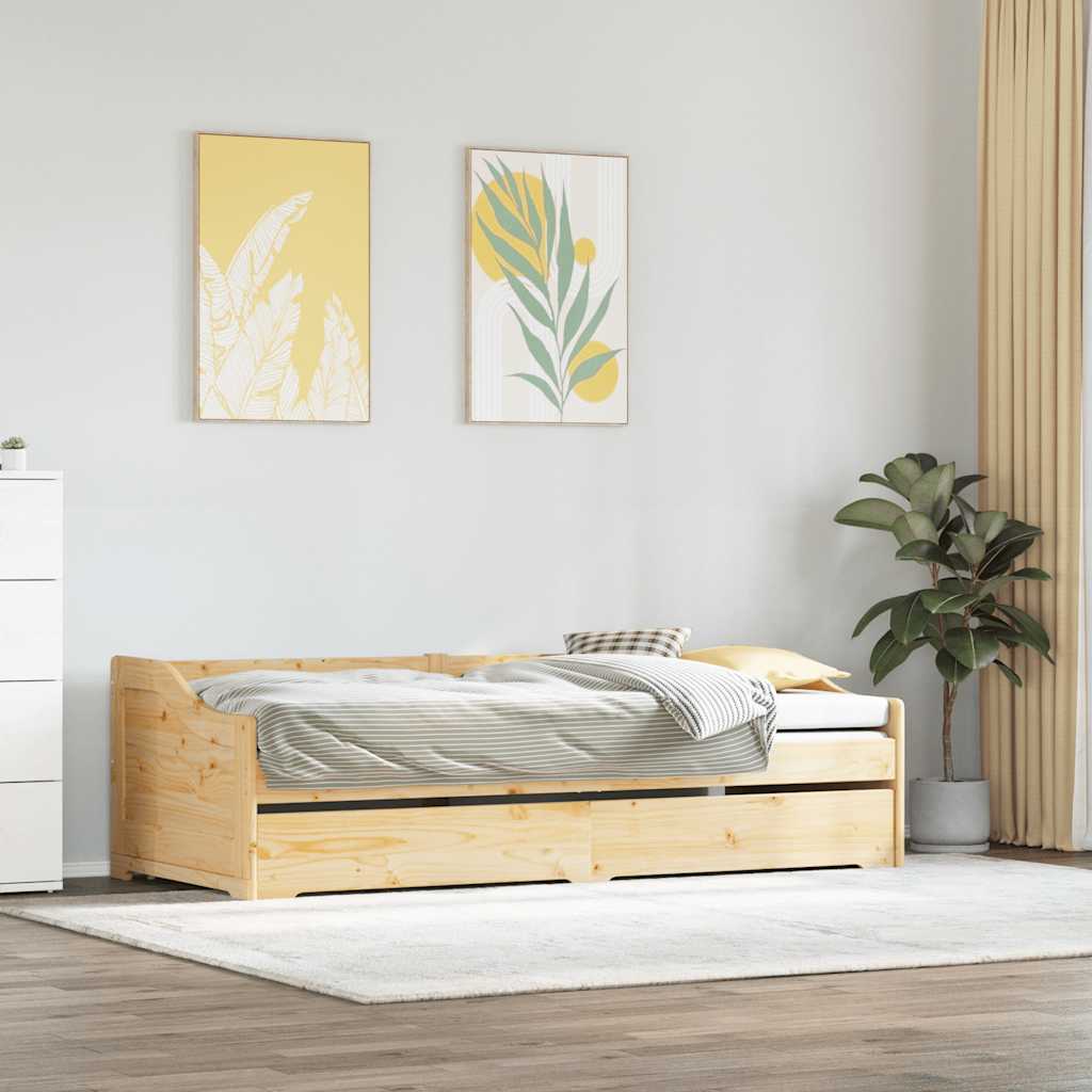 vidaXL Daybed with Trundle without Mattress IRUN 90x200 cm 3