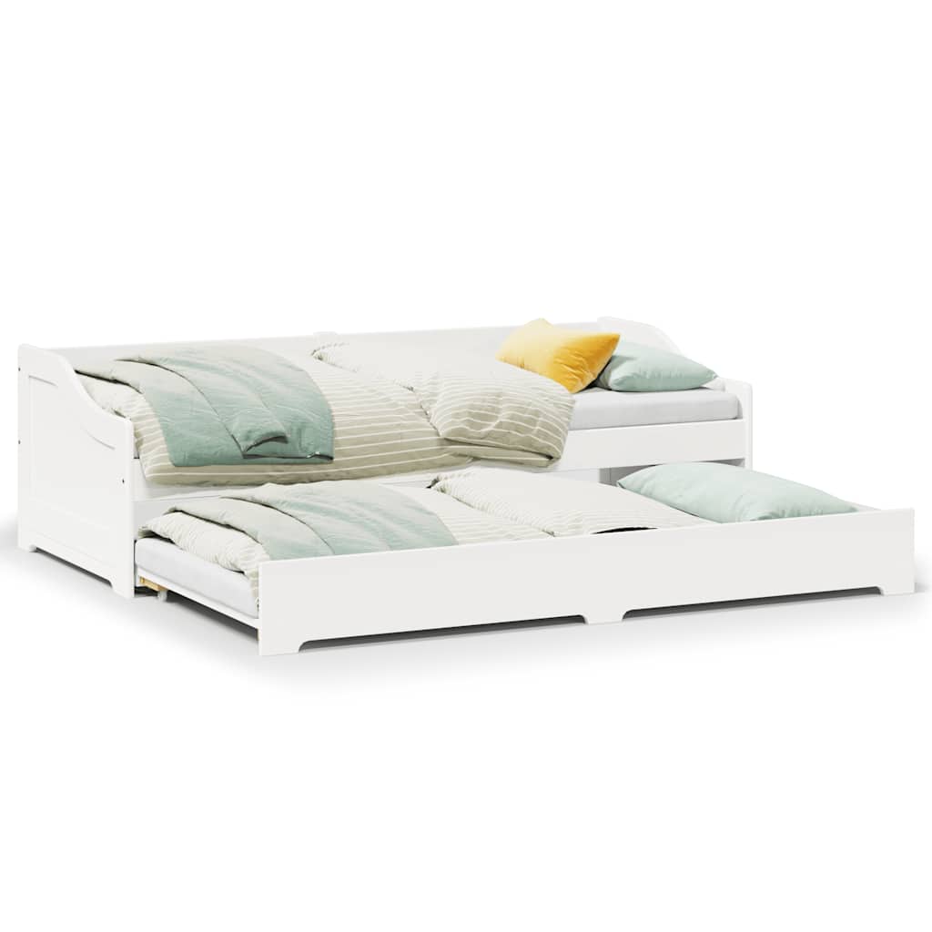 vidaXL Daybed with Trundle without Mattress IRUN White 90x200 cm 2