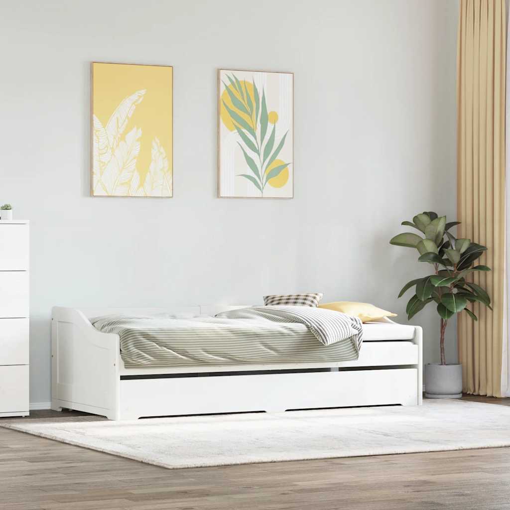 vidaXL Daybed with Trundle without Mattress IRUN White 90x200 cm 3