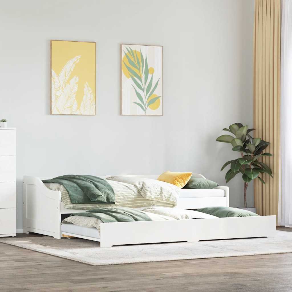 vidaXL Daybed with Trundle without Mattress IRUN White 90x200 cm 1