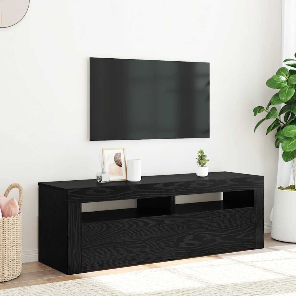 TV Cabinet with LED Lights 120x35x40 cm Black oak