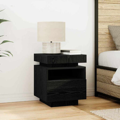 Bedside Cabinet with LED Lights 40x39x48,5 cm Black oak 2