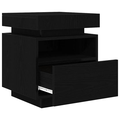 Bedside Cabinet with LED Lights 40x39x48,5 cm Black oak 2