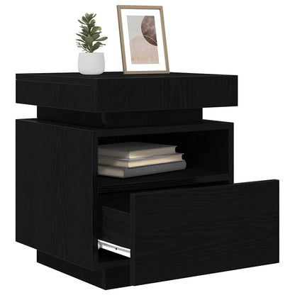 Bedside Cabinet with LED Lights 40x39x48,5 cm Black oak 2