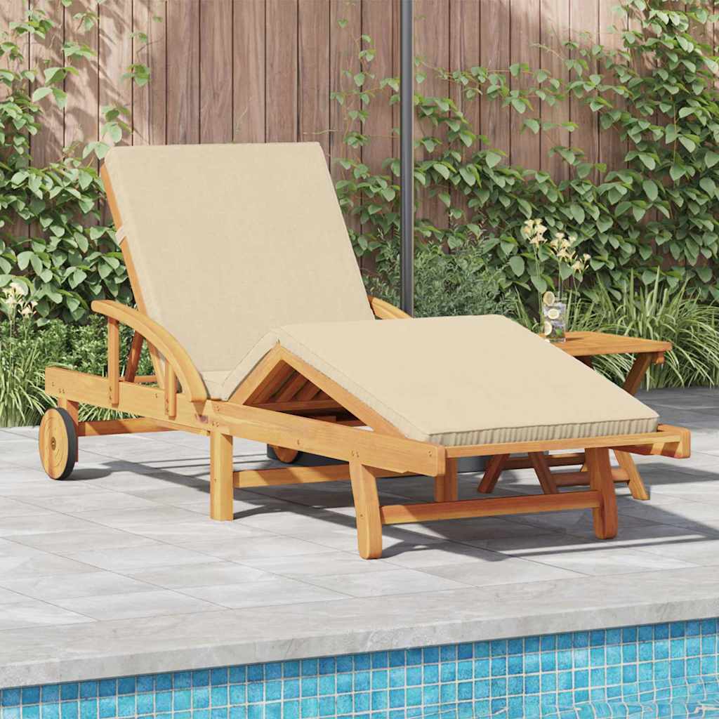 vidaXL Sun Lounger Solid Acacia Wood Beige 1