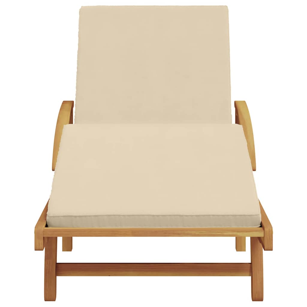 vidaXL Sun Lounger Solid Acacia Wood Beige 4