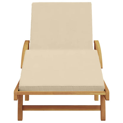 vidaXL Sun Lounger Solid Acacia Wood Beige 4