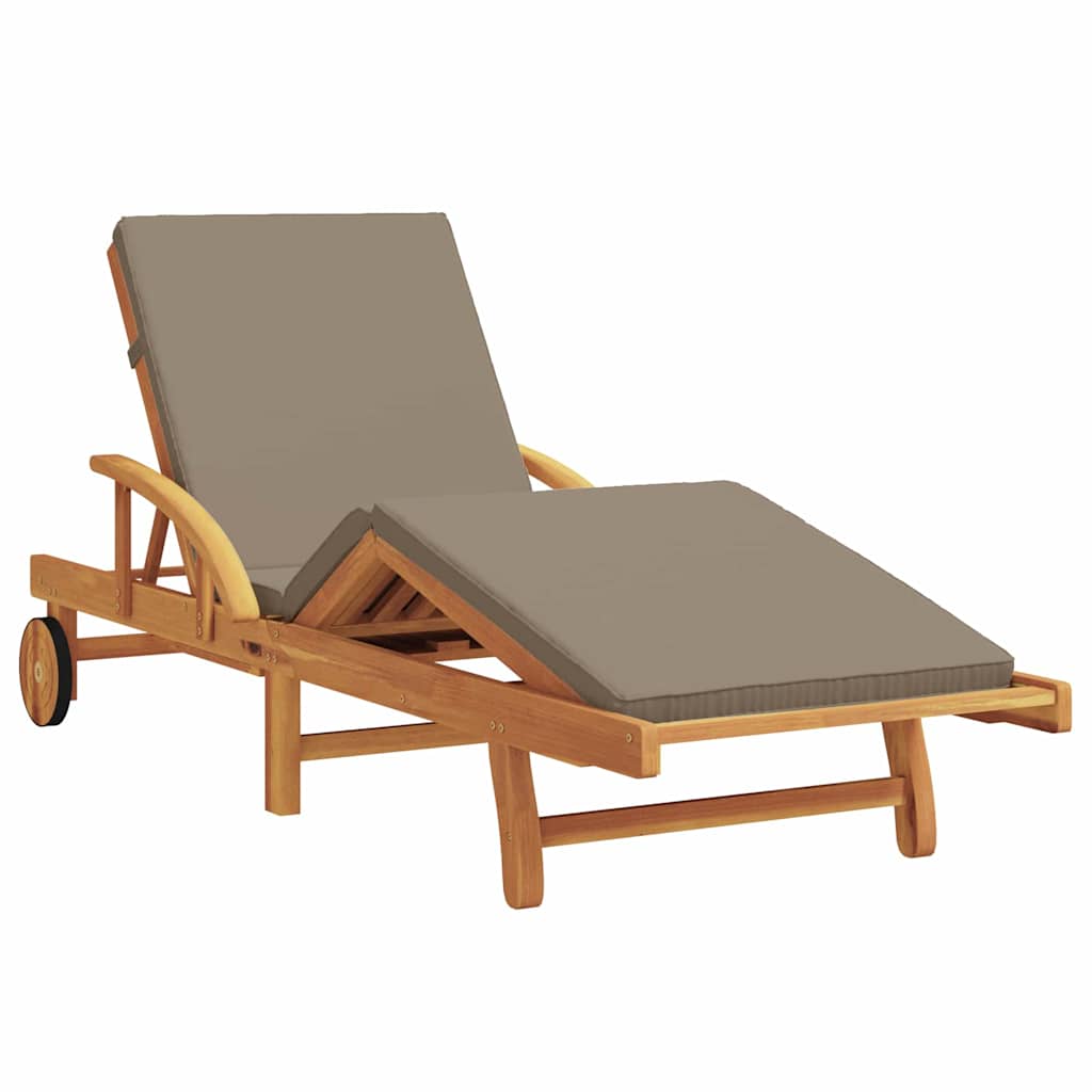 vidaXL Sun Lounger Solid Acacia Wood Taupe 2