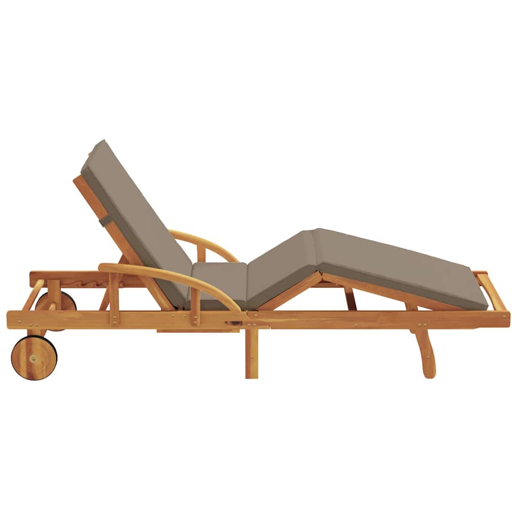 vidaXL Sun Lounger Solid Acacia Wood Taupe 5