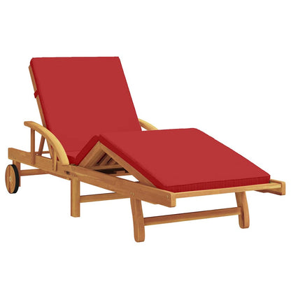 vidaXL Sun Lounger Solid Acacia Wood Red 2