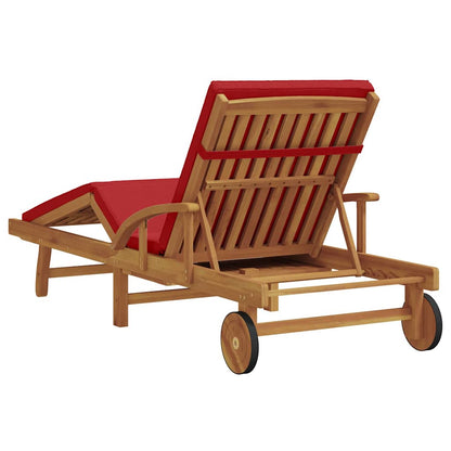 vidaXL Sun Lounger Solid Acacia Wood Red 6