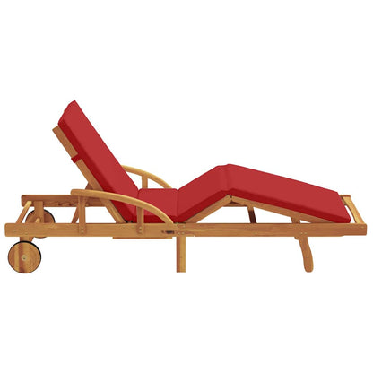 vidaXL Sun Lounger Solid Acacia Wood Red 5