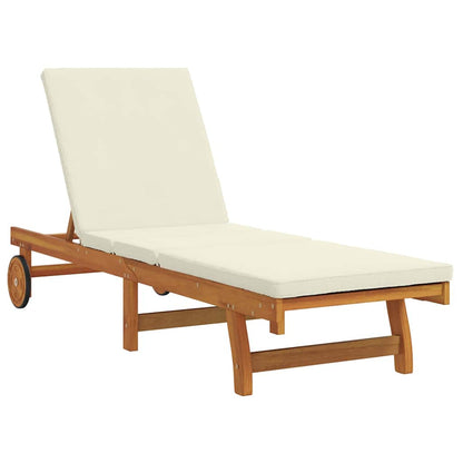 vidaXL Sun Lounger Brown and Cream 199 x 63 x 85 cm Solid Acacia Wood 2