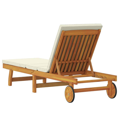 vidaXL Sun Lounger Brown and Cream 199 x 63 x 85 cm Solid Acacia Wood 6