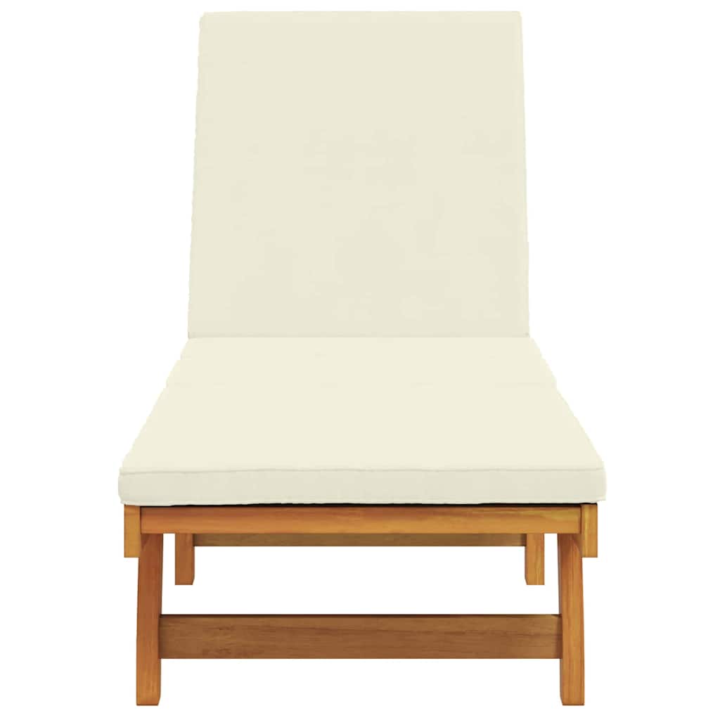 vidaXL Sun Lounger Brown and Cream 199 x 63 x 85 cm Solid Acacia Wood 4