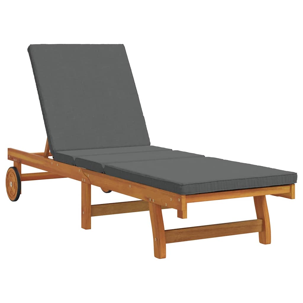 vidaXL Sun Lounger Reclining Brown 199 x 63 x 85 cm Solid Acacia Wood 2