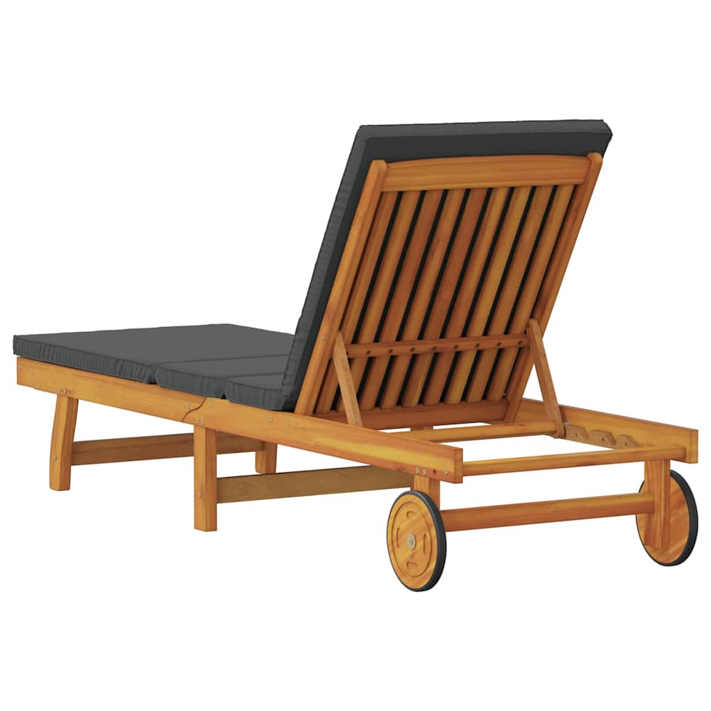vidaXL Sun Lounger Reclining Brown 199 x 63 x 85 cm Solid Acacia Wood 6
