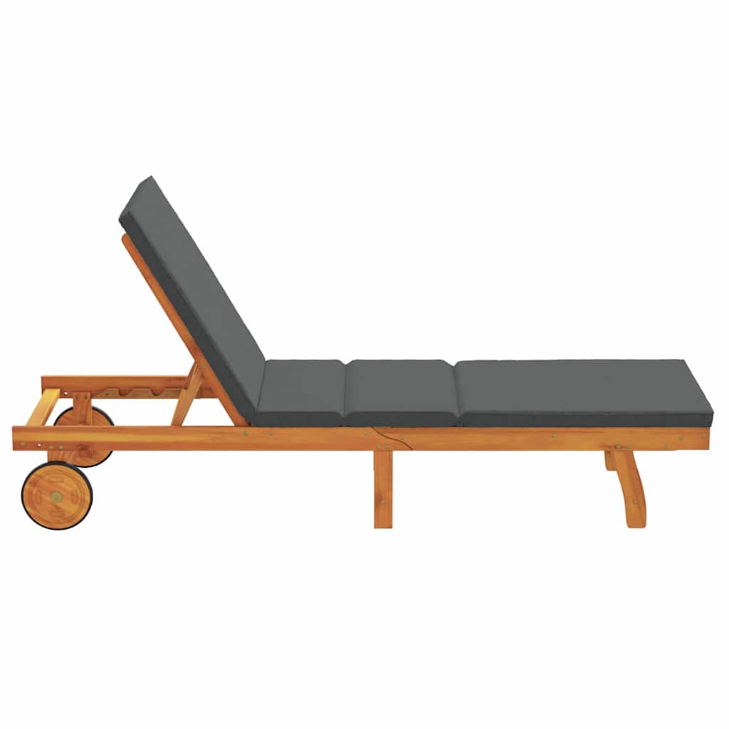 vidaXL Sun Lounger Reclining Brown 199 x 63 x 85 cm Solid Acacia Wood 5
