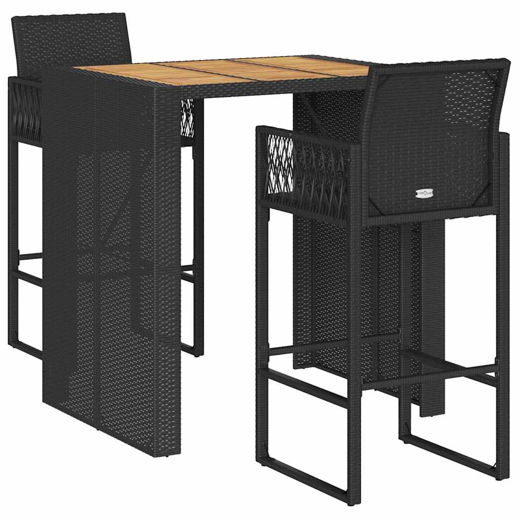 5 Piece Garden Bar Set without Cushions Black 2
