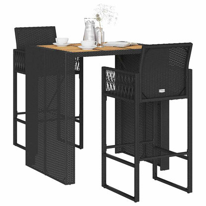 vidaXL 3 Piece Garden Bar Set without Cushions Black 1