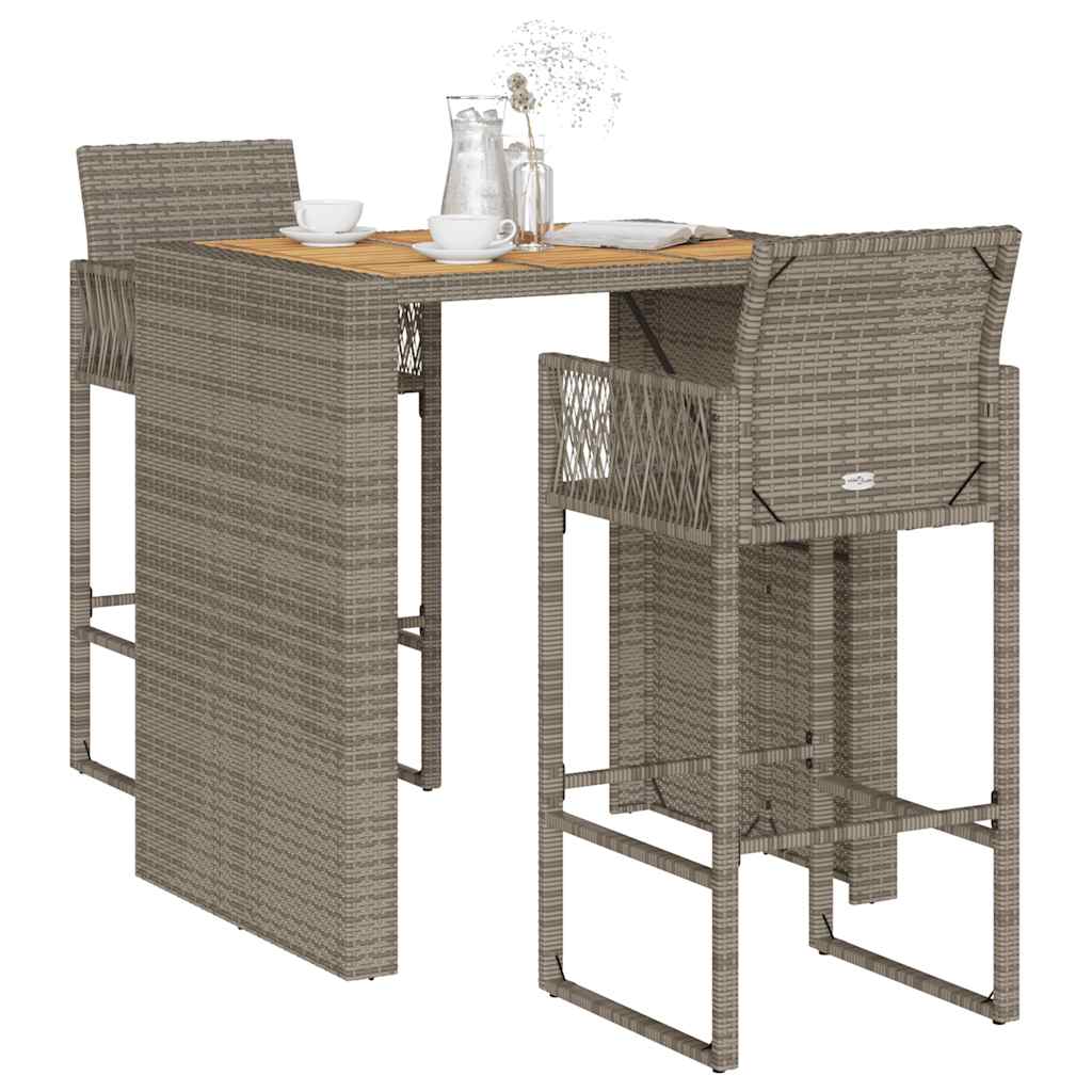 5 Piece Garden Bar Set without Cushions Grey 2