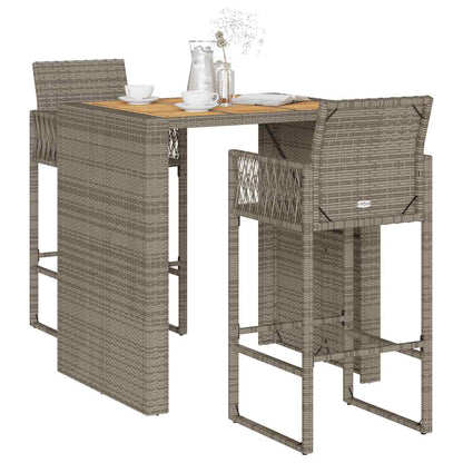 5 Piece Garden Bar Set without Cushions Grey 2